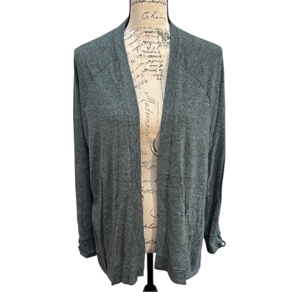 🦅 AEO Cardigan Soft Knit Sweater in Relaxed Fit, Heather Green American Eagle